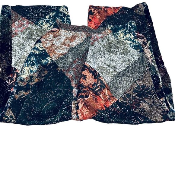 Johnny Was Mabel Silk Velvet Palazzo Pants Wide Leg Elastic Waist Printed XS - Picture 1 of 13